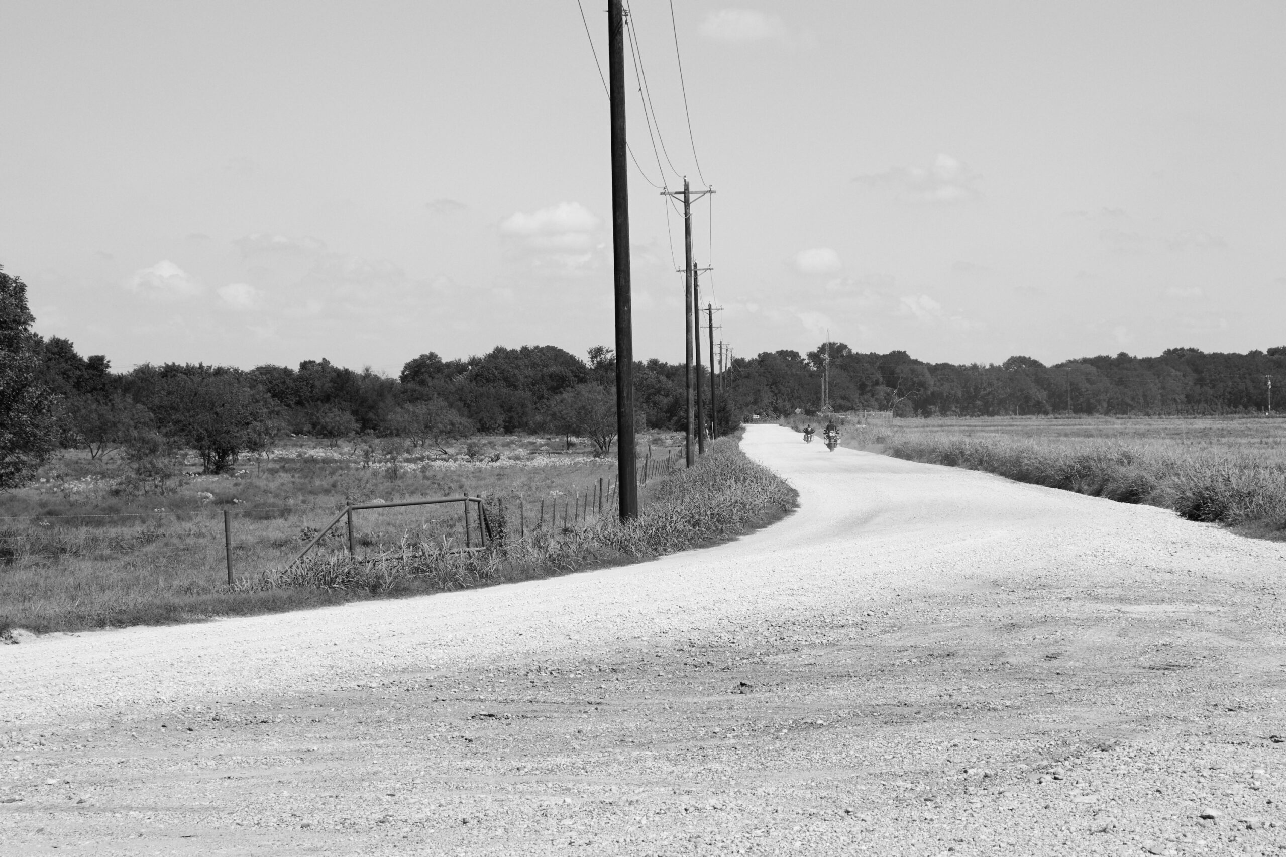 Motos on a gravel road