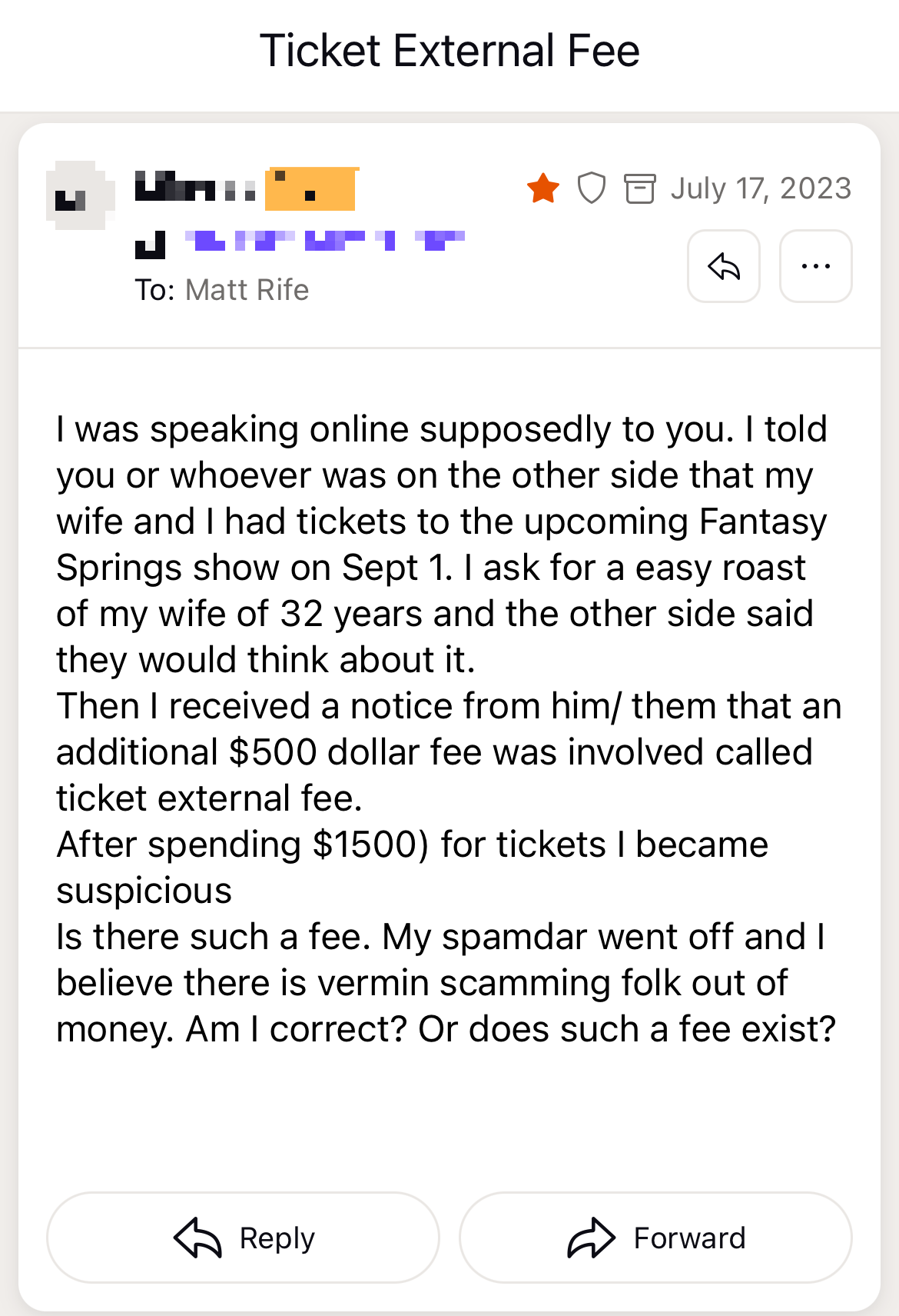 Email from someone who may have been scammed and is asking for help.