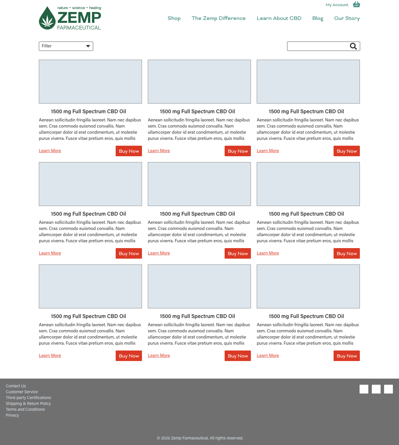 Zemp Farmaceutical website shop design.
