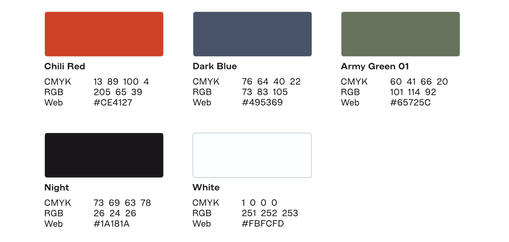 A brand color palette
